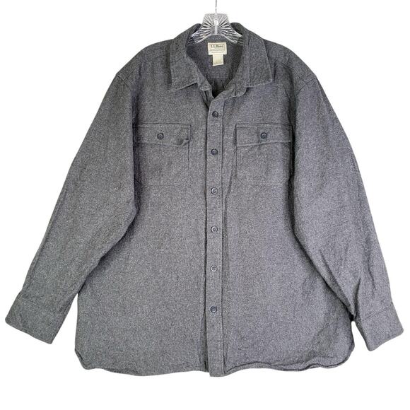 LL Bean Shirt Chamois Mens Size XL Gray Long Sleeve Button Up Flannel - Picture 2 of 9